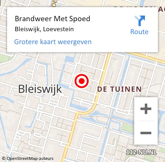 Locatie op kaart van de 112 melding: Brandweer Met Spoed Naar Bleiswijk, Loevestein op 21 mei 2022 22:38