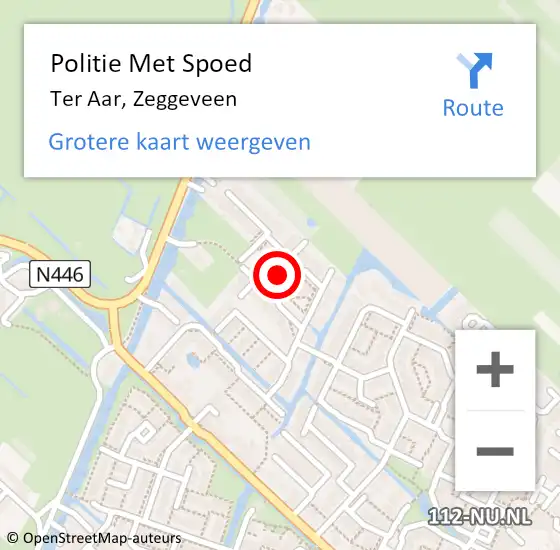 Locatie op kaart van de 112 melding: Politie Met Spoed Naar Ter Aar, Zeggeveen op 21 mei 2022 23:05