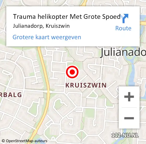 Locatie op kaart van de 112 melding: Trauma helikopter Met Grote Spoed Naar Julianadorp, Kruiszwin op 21 mei 2022 23:12