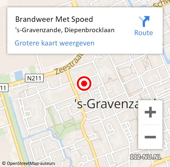 Locatie op kaart van de 112 melding: Brandweer Met Spoed Naar 's-Gravenzande, Diepenbrocklaan op 21 mei 2022 23:12