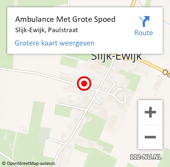 Locatie op kaart van de 112 melding: Ambulance Met Grote Spoed Naar Slijk-Ewijk, Paulstraat op 21 mei 2022 23:20