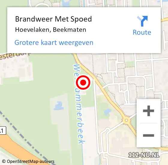 Locatie op kaart van de 112 melding: Brandweer Met Spoed Naar Hoevelaken, Beekmaten op 21 mei 2022 23:26