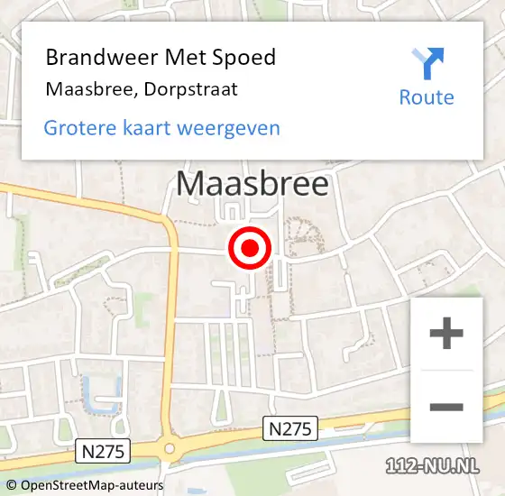 Locatie op kaart van de 112 melding: Brandweer Met Spoed Naar Maasbree, Dorpstraat op 21 mei 2022 23:39