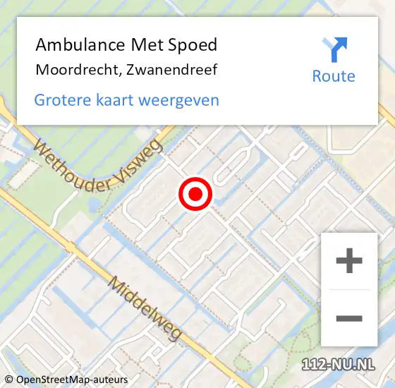 Locatie op kaart van de 112 melding: Ambulance Met Spoed Naar Moordrecht, Zwanendreef op 21 mei 2022 23:43