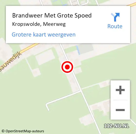 Locatie op kaart van de 112 melding: Brandweer Met Grote Spoed Naar Kropswolde, Meerweg op 22 mei 2022 00:03