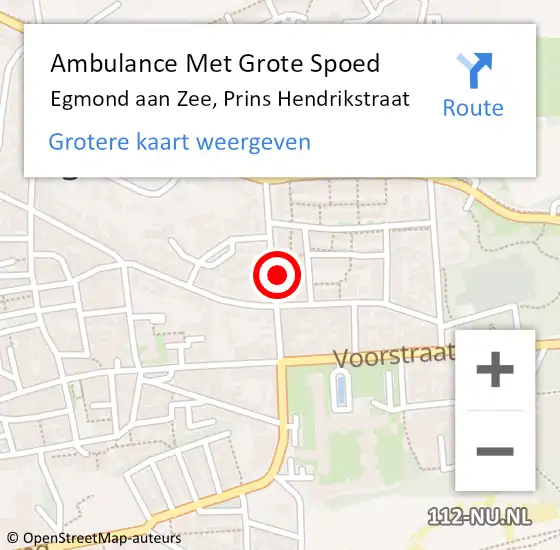 Locatie op kaart van de 112 melding: Ambulance Met Grote Spoed Naar Egmond aan Zee, Prins Hendrikstraat op 22 mei 2022 00:39