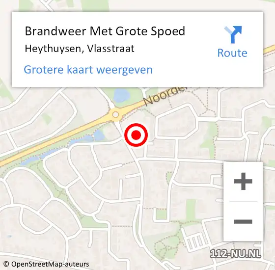 Locatie op kaart van de 112 melding: Brandweer Met Grote Spoed Naar Heythuysen, Vlasstraat op 22 mei 2022 00:47