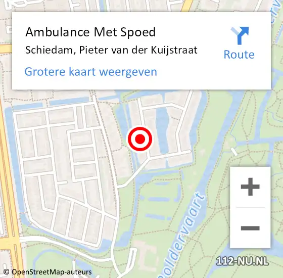 Locatie op kaart van de 112 melding: Ambulance Met Spoed Naar Schiedam, Pieter van der Kuijstraat op 22 mei 2022 00:55