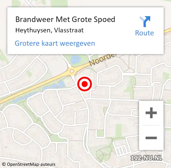 Locatie op kaart van de 112 melding: Brandweer Met Grote Spoed Naar Heythuysen, Vlasstraat op 22 mei 2022 00:55