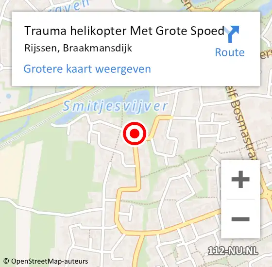 Locatie op kaart van de 112 melding: Trauma helikopter Met Grote Spoed Naar Rijssen, Braakmansdijk op 22 mei 2022 01:22