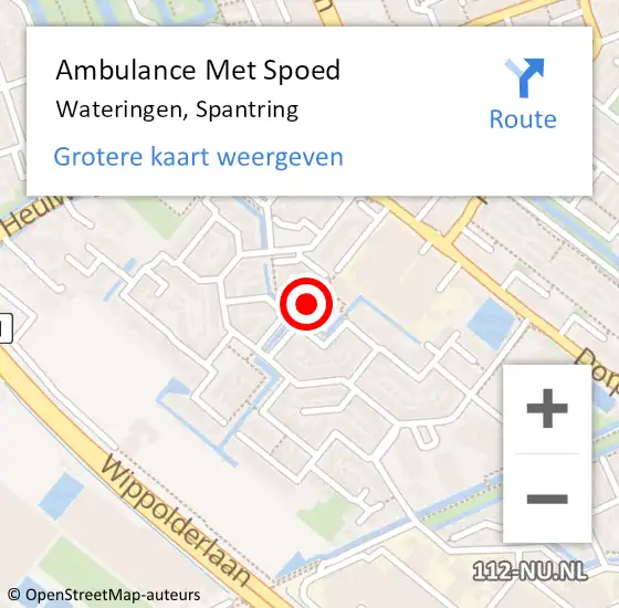 Locatie op kaart van de 112 melding: Ambulance Met Spoed Naar Wateringen, Spantring op 22 mei 2022 01:27