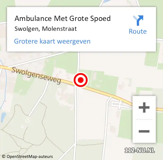 Locatie op kaart van de 112 melding: Ambulance Met Grote Spoed Naar Swolgen, Molenstraat op 18 juli 2014 02:58