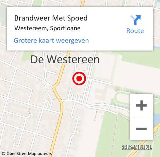 Locatie op kaart van de 112 melding: Brandweer Met Spoed Naar Westereem, Sportloane op 22 mei 2022 02:45