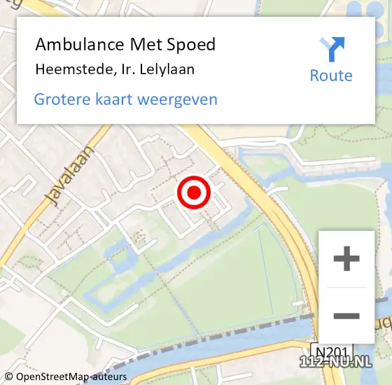 Locatie op kaart van de 112 melding: Ambulance Met Spoed Naar Heemstede, Ir. Lelylaan op 22 mei 2022 03:45