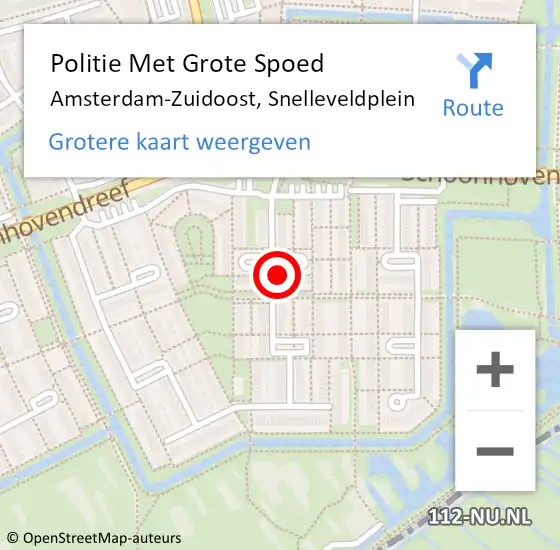 Locatie op kaart van de 112 melding: Politie Met Grote Spoed Naar Amsterdam-Zuidoost, Snelleveldplein op 22 mei 2022 03:53