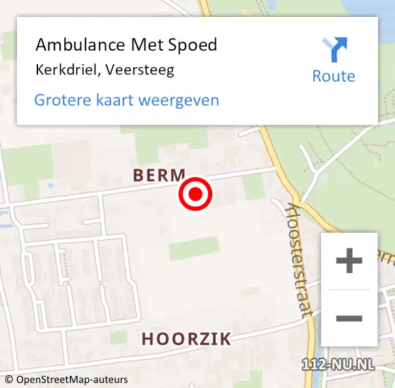 Locatie op kaart van de 112 melding: Ambulance Met Spoed Naar Kerkdriel, Veersteeg op 22 mei 2022 07:04