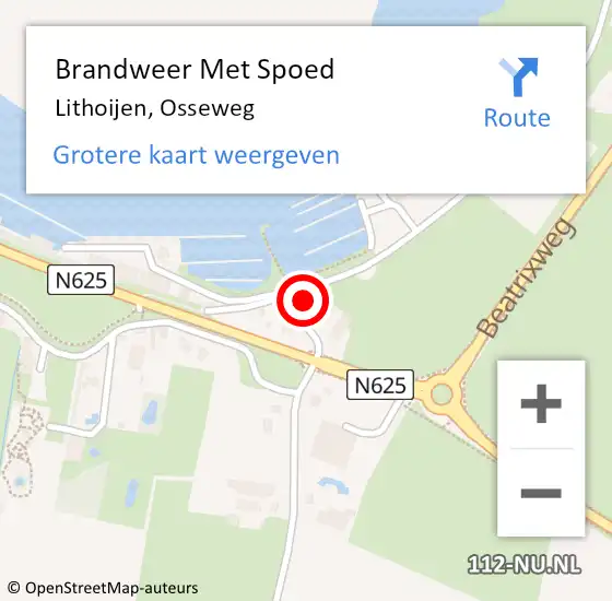 Locatie op kaart van de 112 melding: Brandweer Met Spoed Naar Lithoijen, Osseweg op 22 mei 2022 07:18