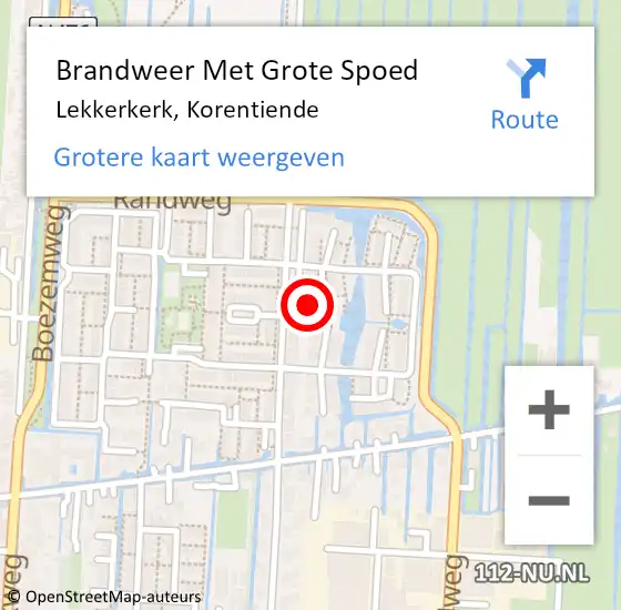 Locatie op kaart van de 112 melding: Brandweer Met Grote Spoed Naar Lekkerkerk, Korentiende op 22 mei 2022 07:40