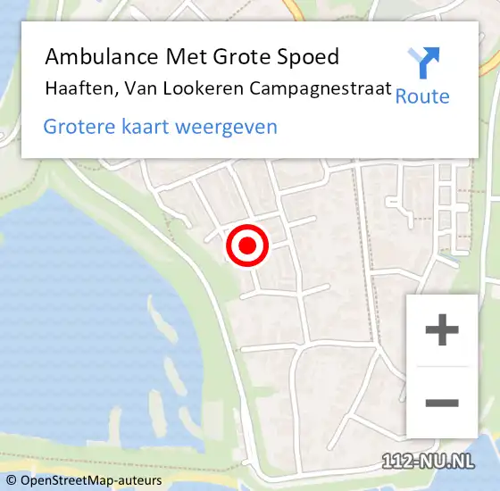 Locatie op kaart van de 112 melding: Ambulance Met Grote Spoed Naar Haaften, Van Lookeren Campagnestraat op 22 mei 2022 08:03