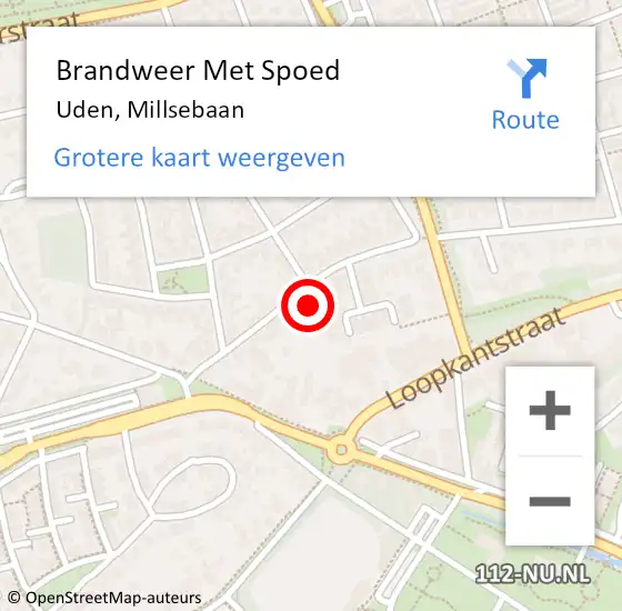 Locatie op kaart van de 112 melding: Brandweer Met Spoed Naar Uden, Millsebaan op 22 mei 2022 08:34