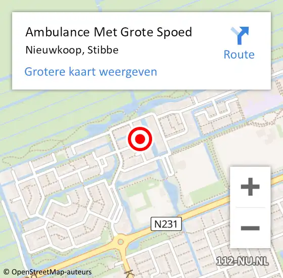 Locatie op kaart van de 112 melding: Ambulance Met Grote Spoed Naar Nieuwkoop, Stibbe op 22 mei 2022 08:43