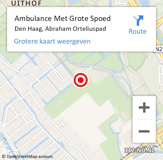 Locatie op kaart van de 112 melding: Ambulance Met Grote Spoed Naar Den Haag, Abraham Orteliuspad op 22 mei 2022 08:53