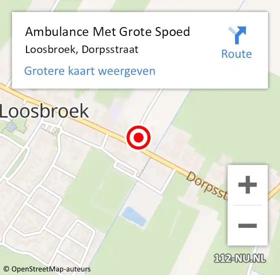 Locatie op kaart van de 112 melding: Ambulance Met Grote Spoed Naar Loosbroek, Dorpsstraat op 18 juli 2014 04:09