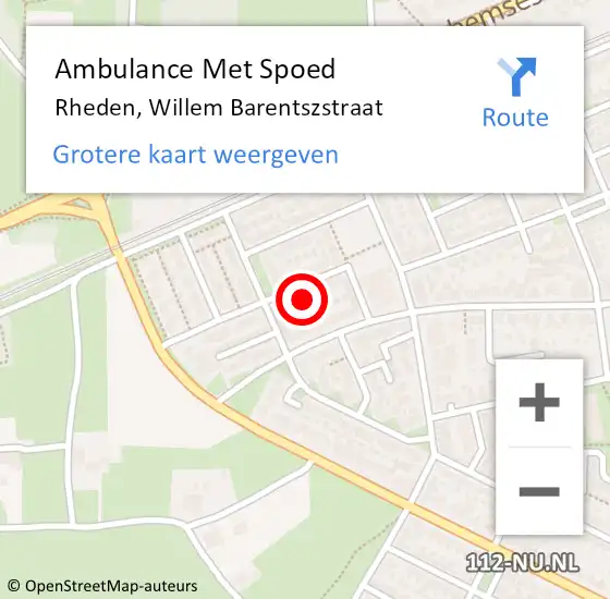 Locatie op kaart van de 112 melding: Ambulance Met Spoed Naar Rheden, Willem Barentszstraat op 22 mei 2022 09:14