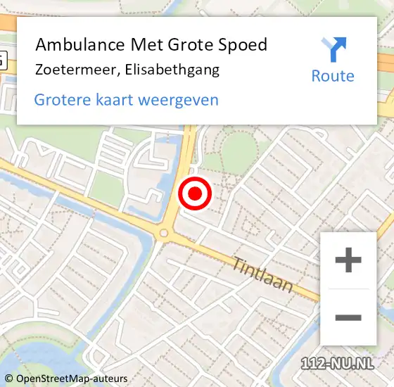 Locatie op kaart van de 112 melding: Ambulance Met Grote Spoed Naar Zoetermeer, Elisabethgang op 22 mei 2022 09:19