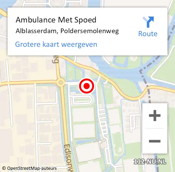 Locatie op kaart van de 112 melding: Ambulance Met Spoed Naar Alblasserdam, Poldersemolenweg op 22 mei 2022 09:36