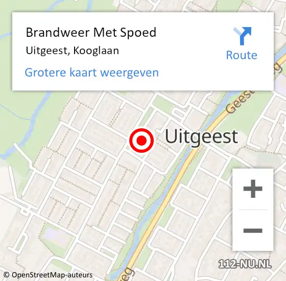 Locatie op kaart van de 112 melding: Brandweer Met Spoed Naar Uitgeest, Kooglaan op 22 mei 2022 09:50