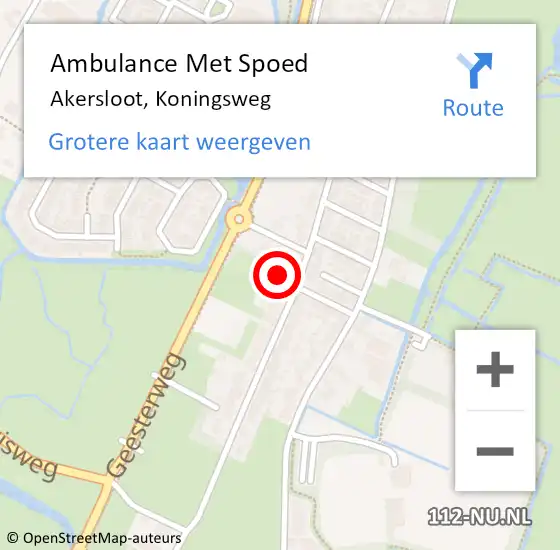 Locatie op kaart van de 112 melding: Ambulance Met Spoed Naar Akersloot, Koningsweg op 22 mei 2022 09:51