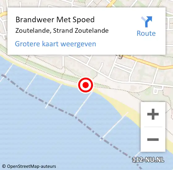 Locatie op kaart van de 112 melding: Brandweer Met Spoed Naar Zoutelande, Strand Zoutelande op 22 mei 2022 09:57