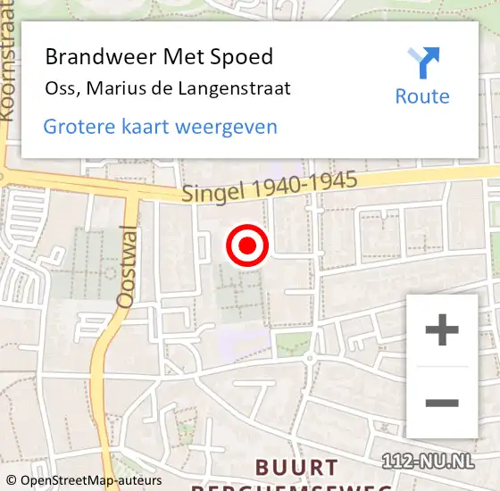 Locatie op kaart van de 112 melding: Brandweer Met Spoed Naar Oss, Marius de Langenstraat op 22 mei 2022 10:26