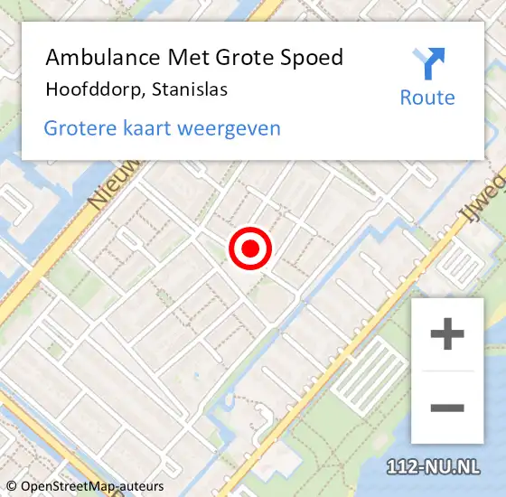 Locatie op kaart van de 112 melding: Ambulance Met Grote Spoed Naar Hoofddorp, Stanislas op 22 mei 2022 10:27