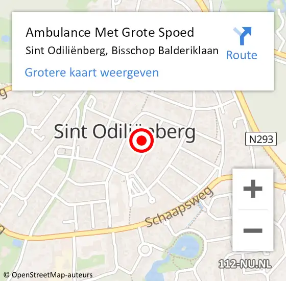 Locatie op kaart van de 112 melding: Ambulance Met Grote Spoed Naar Sint Odiliënberg, Bisschop Balderiklaan op 22 mei 2022 10:49