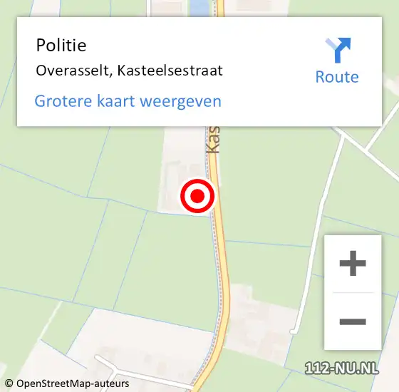 Locatie op kaart van de 112 melding: Politie Overasselt, Kasteelsestraat op 22 mei 2022 10:50