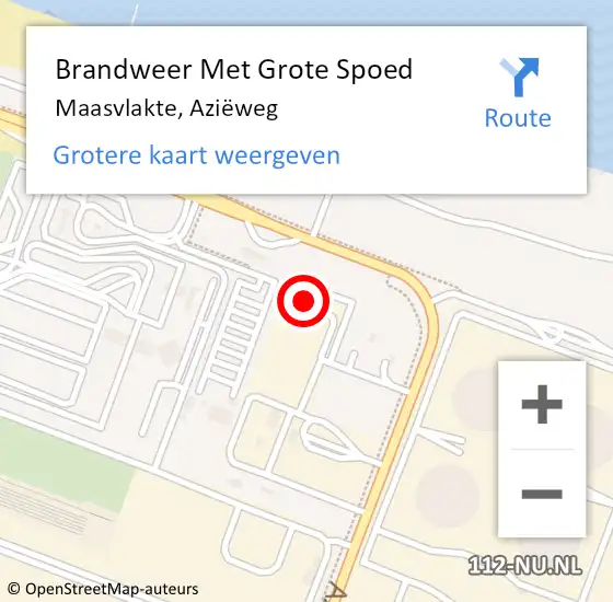 Locatie op kaart van de 112 melding: Brandweer Met Grote Spoed Naar Maasvlakte, Aziëweg op 22 mei 2022 10:51