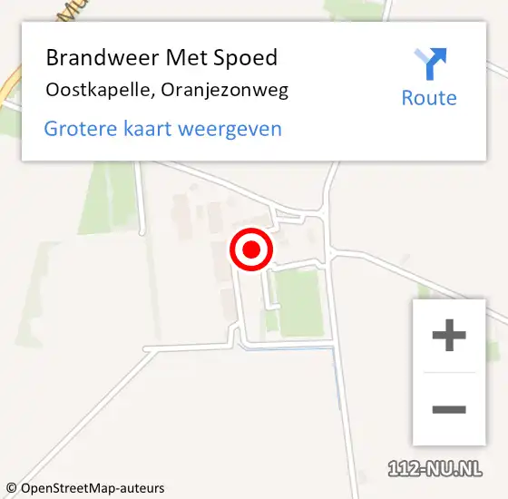 Locatie op kaart van de 112 melding: Brandweer Met Spoed Naar Oostkapelle, Oranjezonweg op 22 mei 2022 10:58