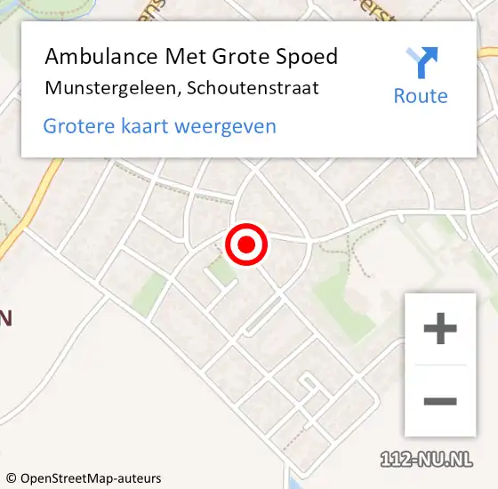 Locatie op kaart van de 112 melding: Ambulance Met Grote Spoed Naar Munstergeleen, Schoutenstraat op 18 juli 2014 04:31