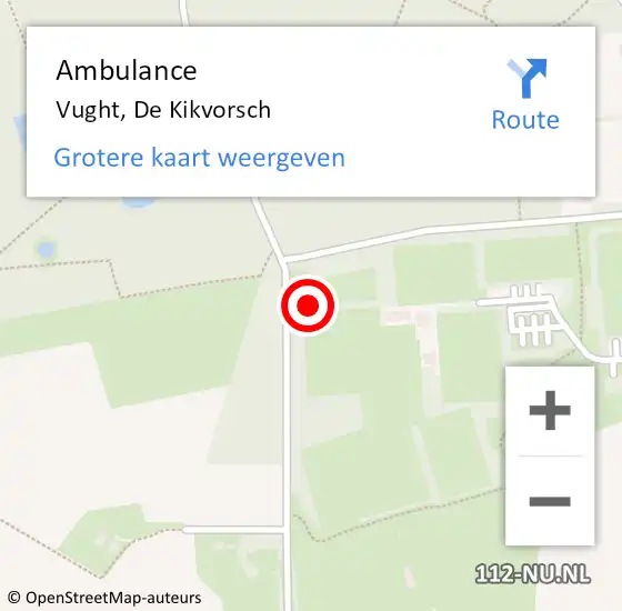 Locatie op kaart van de 112 melding: Ambulance Vught, De Kikvorsch op 22 mei 2022 11:03