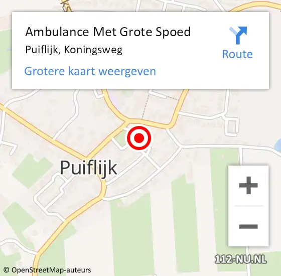 Locatie op kaart van de 112 melding: Ambulance Met Grote Spoed Naar Puiflijk, Koningsweg op 22 mei 2022 11:06