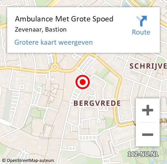 Locatie op kaart van de 112 melding: Ambulance Met Grote Spoed Naar Zevenaar, Bastion op 22 mei 2022 11:14