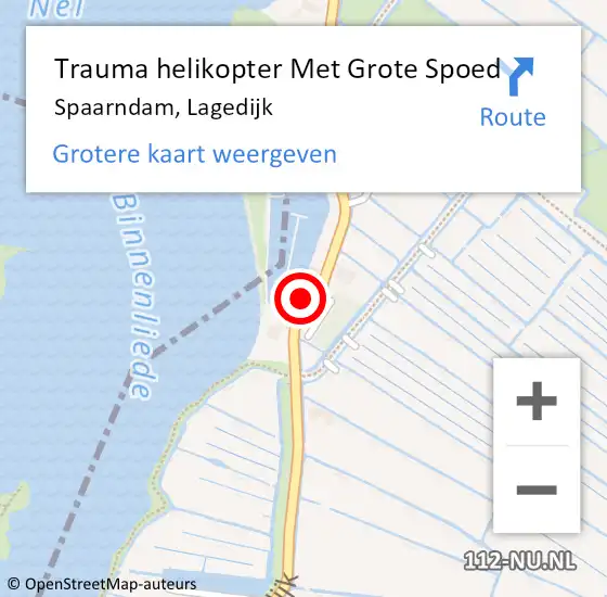 Locatie op kaart van de 112 melding: Trauma helikopter Met Grote Spoed Naar Spaarndam, Lagedijk op 22 mei 2022 11:19