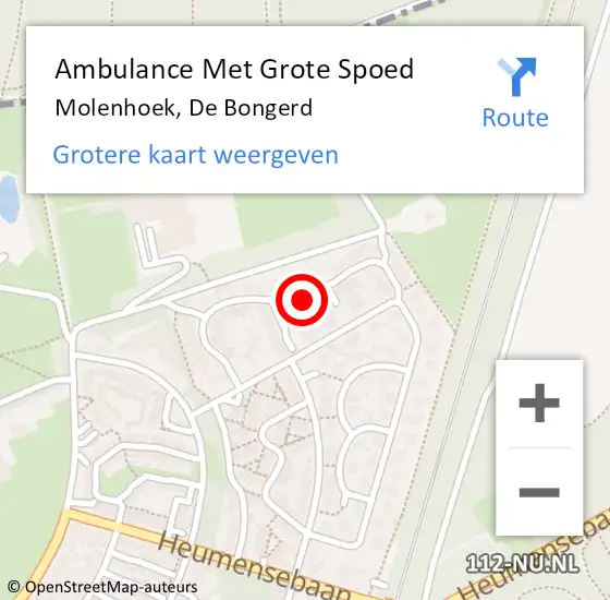 Locatie op kaart van de 112 melding: Ambulance Met Grote Spoed Naar Molenhoek, De Bongerd op 22 mei 2022 11:23