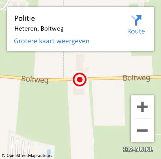 Locatie op kaart van de 112 melding: Politie Heteren, Boltweg op 22 mei 2022 11:25