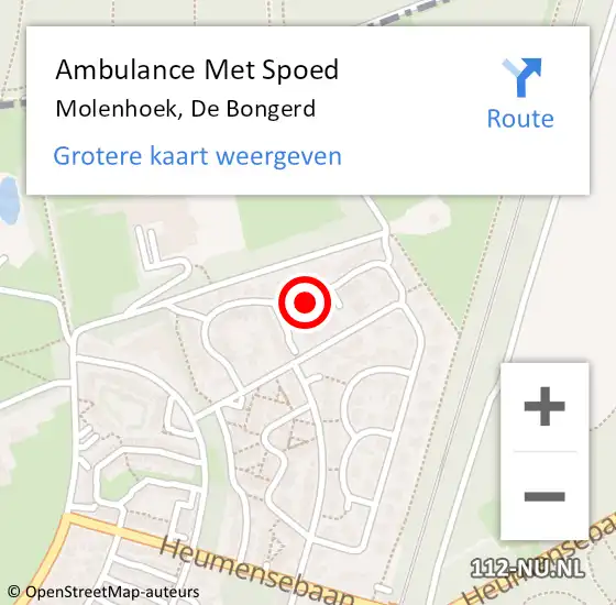 Locatie op kaart van de 112 melding: Ambulance Met Spoed Naar Molenhoek, De Bongerd op 22 mei 2022 11:26