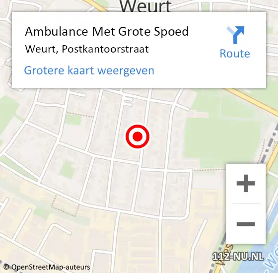 Locatie op kaart van de 112 melding: Ambulance Met Grote Spoed Naar Weurt, Postkantoorstraat op 22 mei 2022 11:33