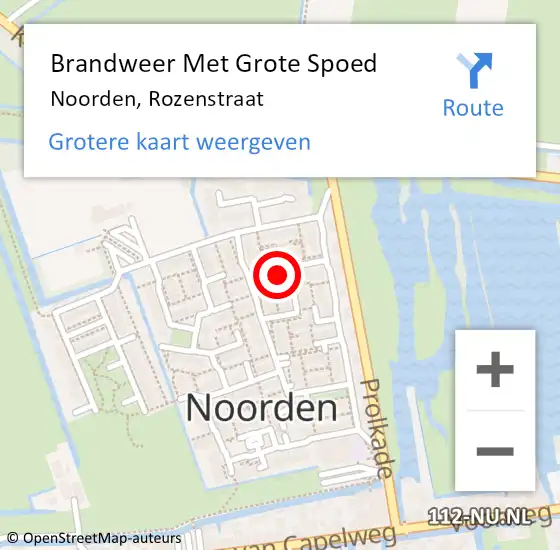 Locatie op kaart van de 112 melding: Brandweer Met Grote Spoed Naar Noorden, Rozenstraat op 22 mei 2022 11:35