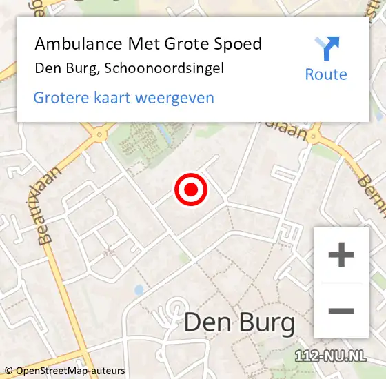Locatie op kaart van de 112 melding: Ambulance Met Grote Spoed Naar Den Burg, Schoonoordsingel op 22 mei 2022 12:01